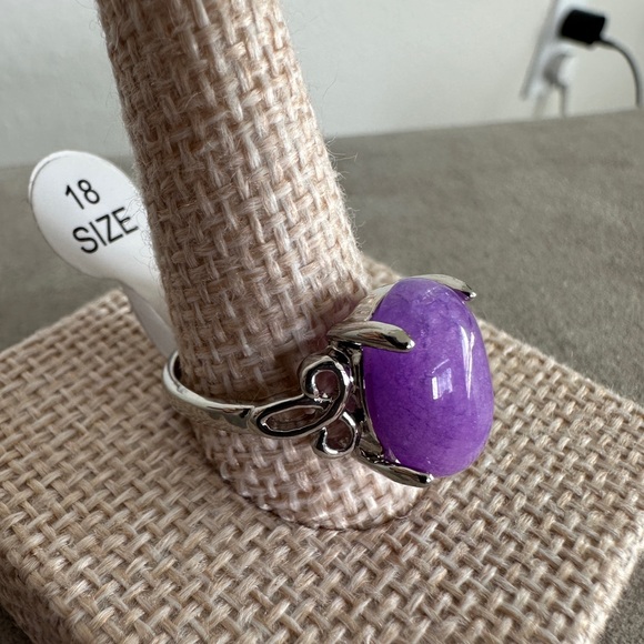 Purple & Silver Stone Fashion Ring - Picture 2 of 7